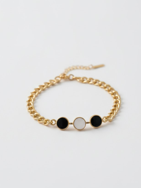 Monochrome Trio Gold Chain Bracelet