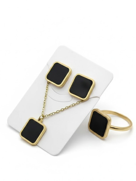 Midnight Square Geometric Pendant Set
