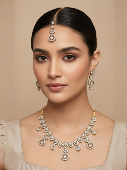 Kundan Necklace Set with Tikka & Earrings – Traditional Pakistani Bridal Jewellery