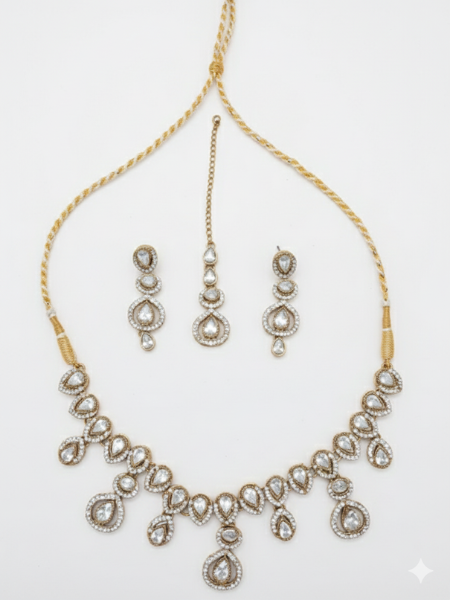 Kundan Necklace Set with Tikka & Earrings – Traditional Pakistani Bridal Jewellery