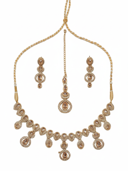 Kundan Necklace Set with Tikka & Earrings – Traditional Pakistani Bridal Jewellery
