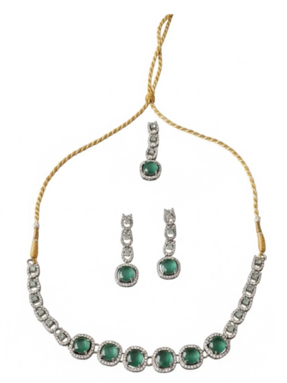 Naurattan Necklace Set with Tikka & Earrings – Traditional Pakistani Bridal Jewellery