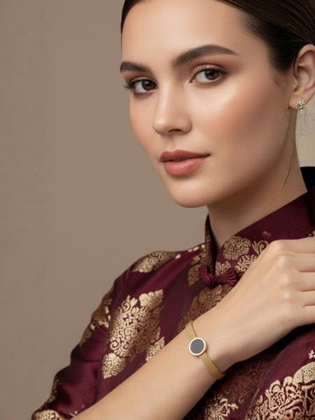 Midnight Circle Gold Mesh Bracelet