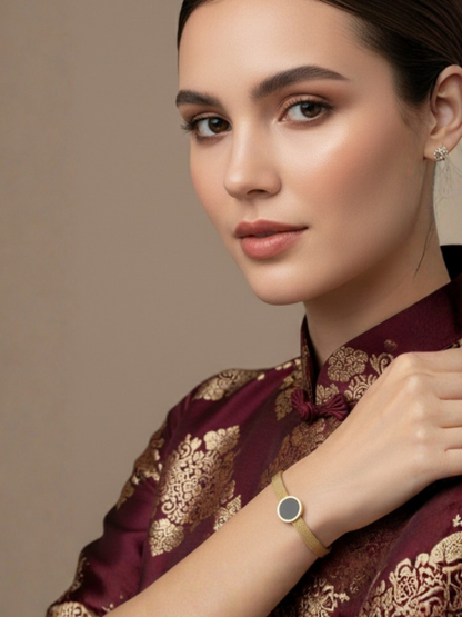 Midnight Circle Gold Mesh Bracelet