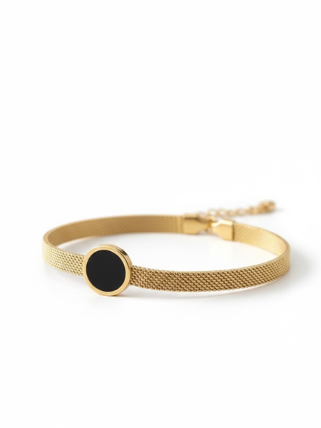 Midnight Circle Gold Mesh Bracelet